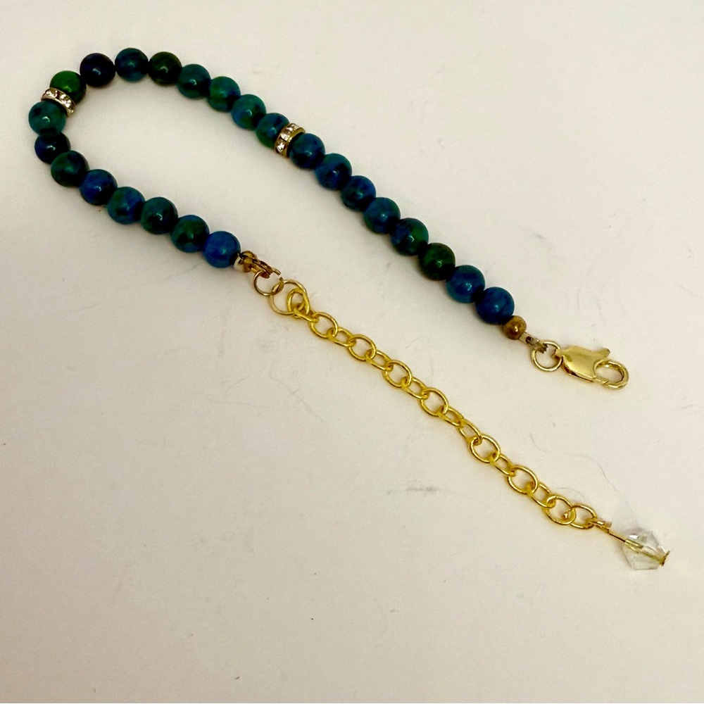 Chrysocolla beaded bracelet size 6.5 with 3” extension - Picture 5 of 5